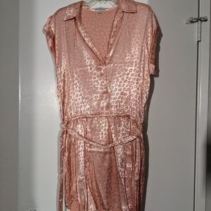 Joie Daran satin pink leopard shirt dress